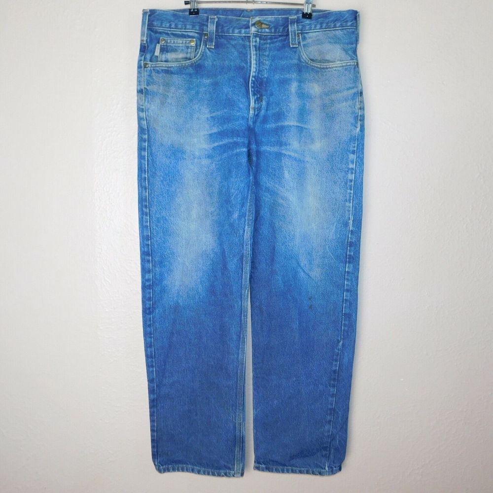 Carhartt Jeans Size 38x32 Faded Casual Workwear Relaxed Fit Blue